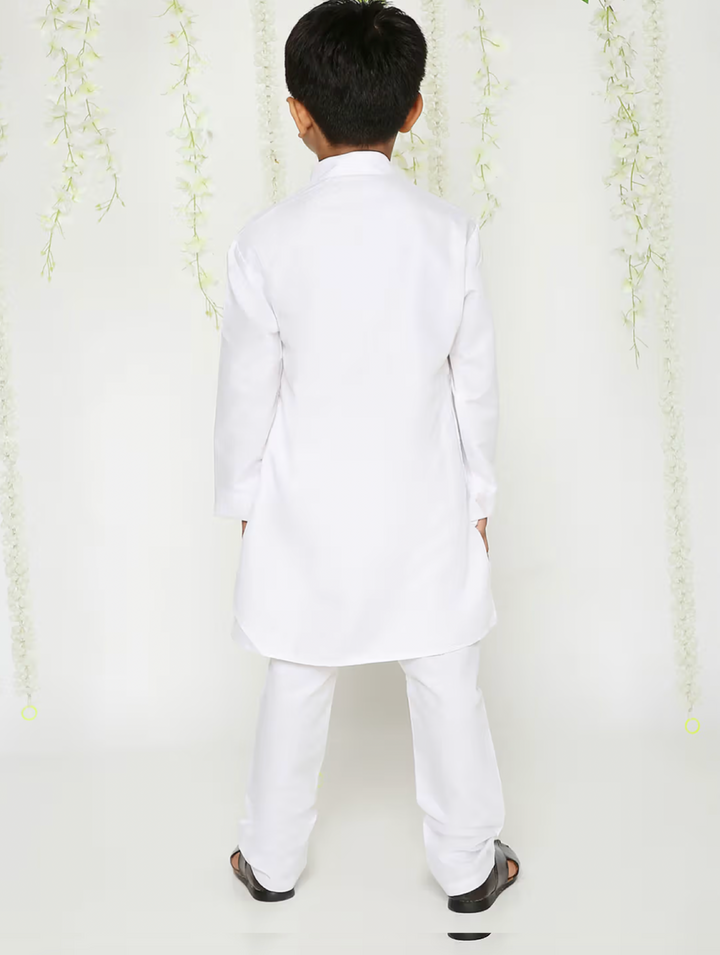 Boys Plain Kurta Pyjama White