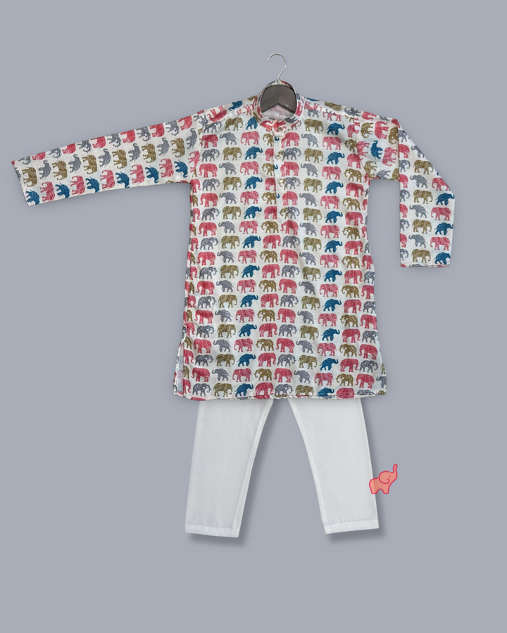 Kid's Printed Kurta with Pajamas