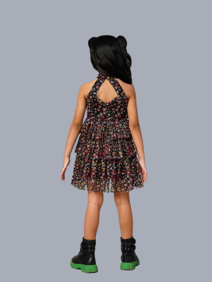 Razzle Dazzle Girls Black Georgette Party Dress