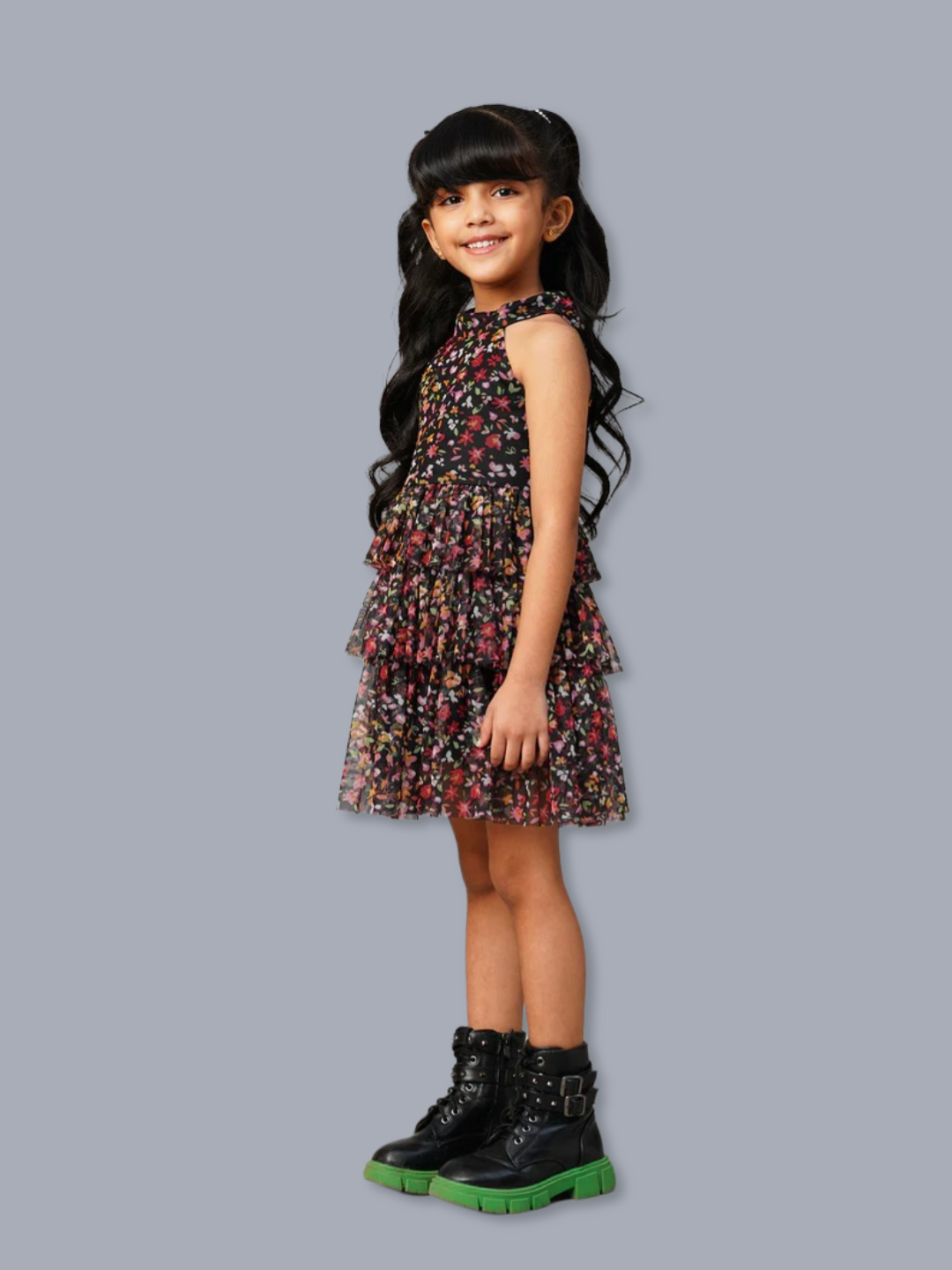 Razzle Dazzle Girls Black Georgette Party Dress
