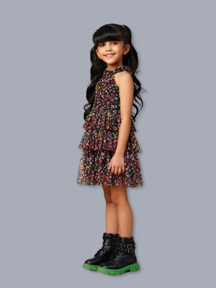 Razzle Dazzle Girls Black Georgette Party Dress