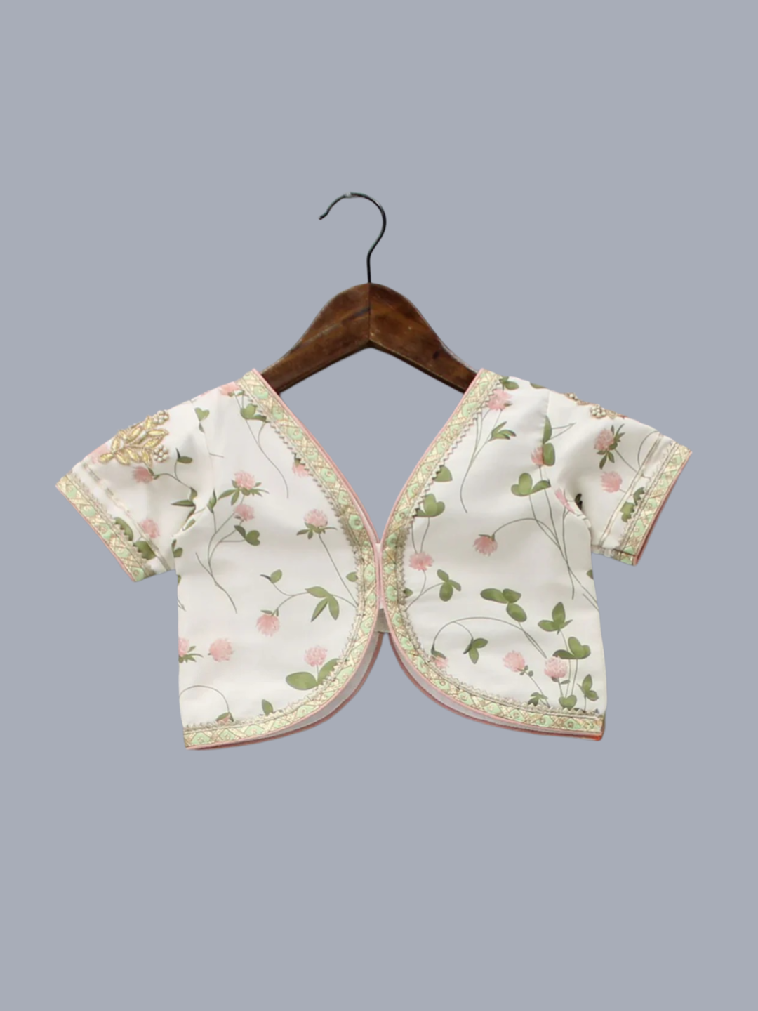 Girls Floral Printed Crop Top with Lehenga & Net Dupatta