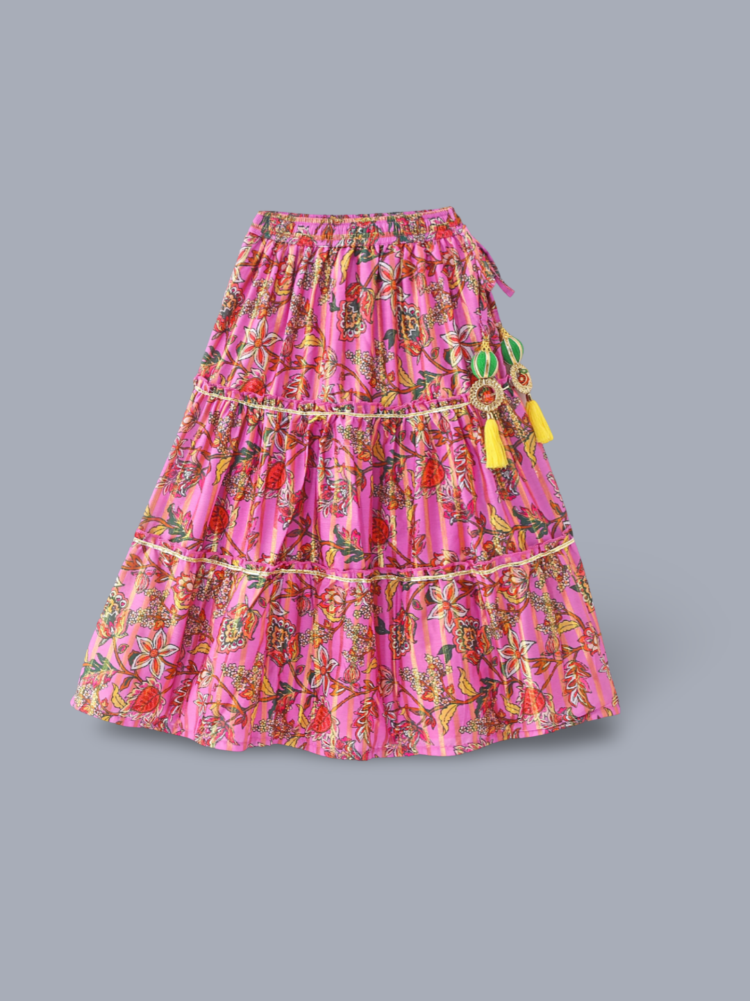 Golden Weaves Girls Purple Lehenga Choli Set with Dupatta